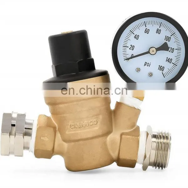 Lead Free Brass Water Pressure Regulator With Gauge