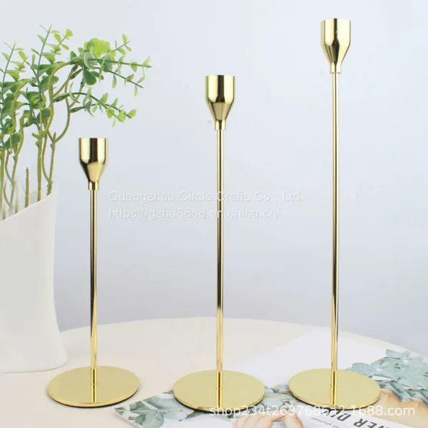 European -style Candle Candlesticks Small Candlestick Table Romantic Candlelight Dinner Three -piece Set of Decoration Wedding Plating Ornaments photo-4