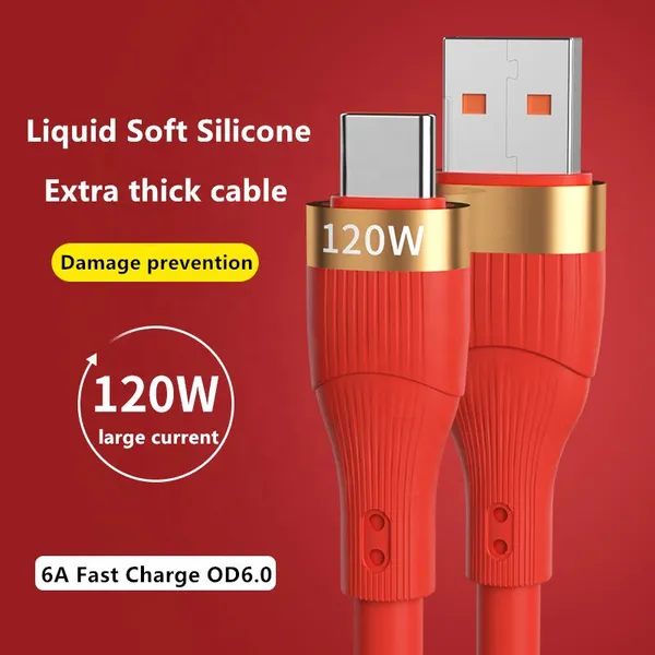 6A Super Fast Charging 120W Type C Cable USBC Silicone Data Cable For Huawei for OPPO USB-C photo-4