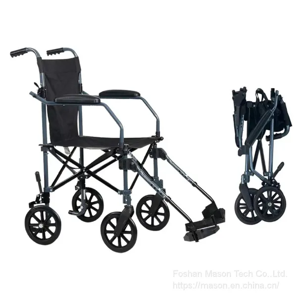 8“ Wheels Lightweight Portable Transport Folding Wheelchair for Disabled photo-3