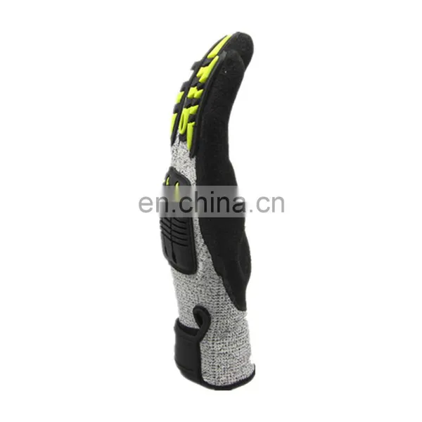 13G HPPE Liner Sandy Nitrile Coated TPR Anti Impact Work Mechanic Cut Resistant Safety Gloves photo-5