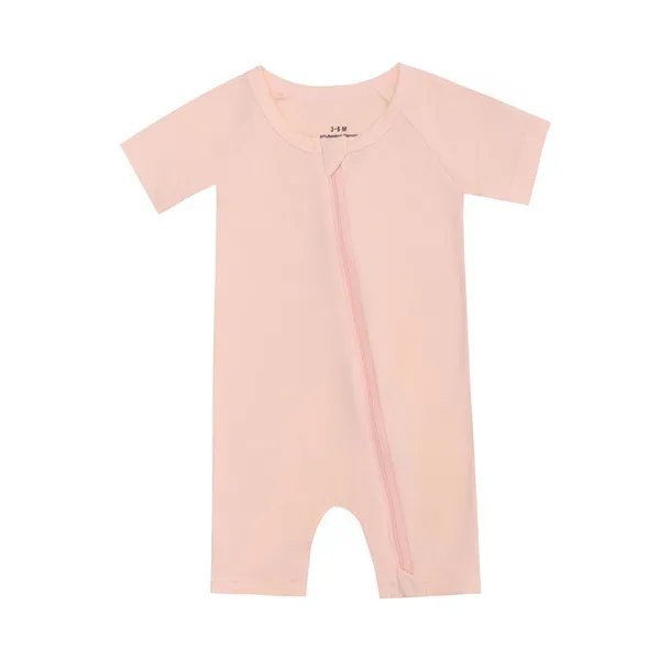 Newborn Baby Romper Clothes Short Sleeve Solid Zipper Bamboo Spandex Unisex Infant Rompers Baby Clothing Wholesale photo-2