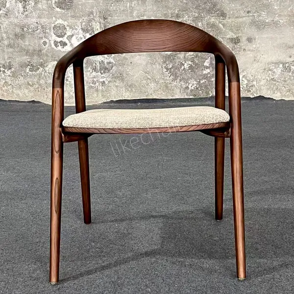 Nordic Solid Wood Manufacturer Upholstered Cushion Dining Chair Ash Wood Cafe Shop Hotel Chair
