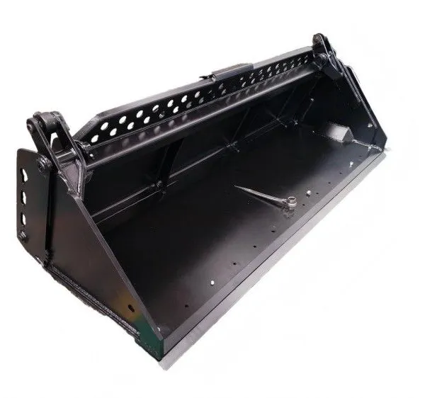 Skid Steer 4 in 1 Bucket SSQA Bolt On Reversible Cutting Edge Horizontal Cylinders Boxed Cross Brace Gloss Black photo-4