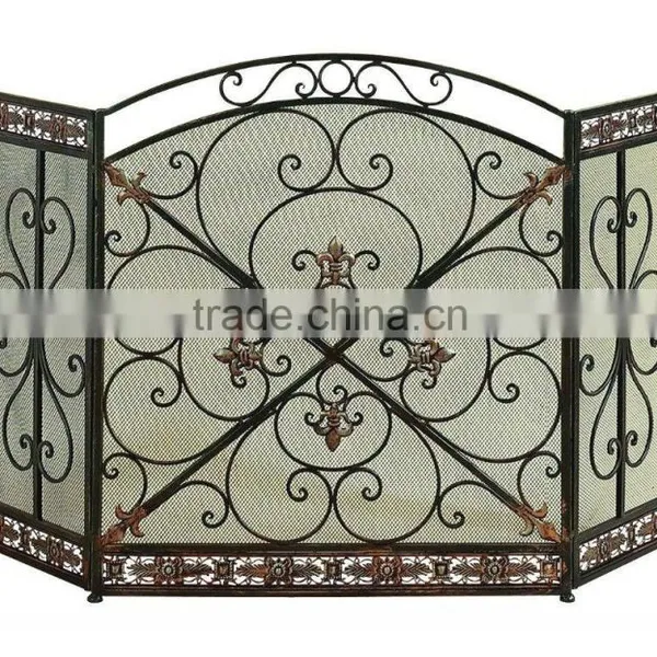 Iron Mesh Fireplace Screen