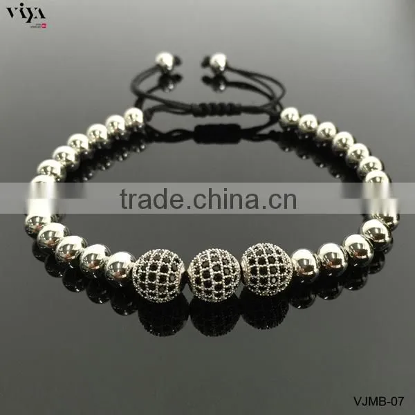 2016 Newest Bracelet White Gold Macrame Beads Bracelet With TOP BEST PVD Plating