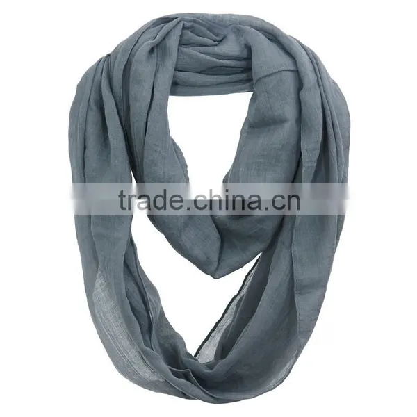 Custom Solid Color Plain Polyester Cotton Circle Scarf photo-3