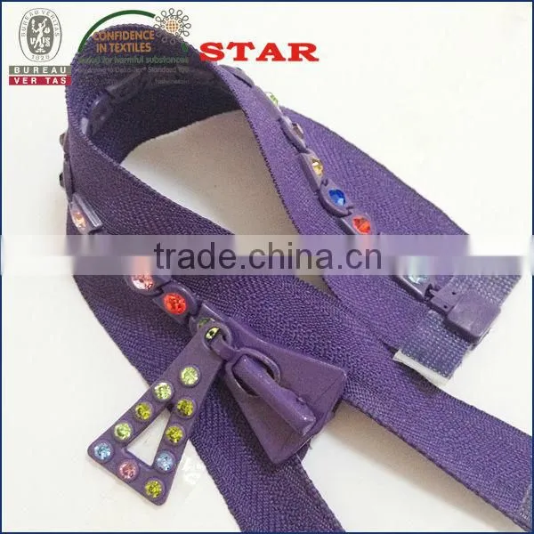 Decorative Plastic Rhinestone Zippers for Handbags photo-5