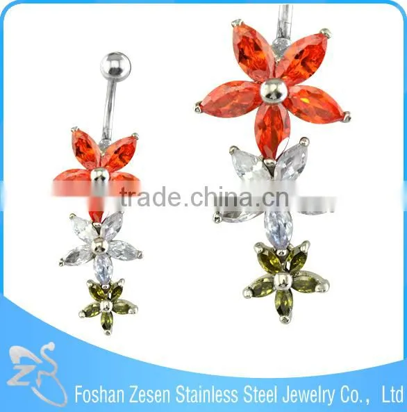 Lovely Curved Bar Blue Claw Cubic Zircon Bee Flower Navel Belly Ring photo-6