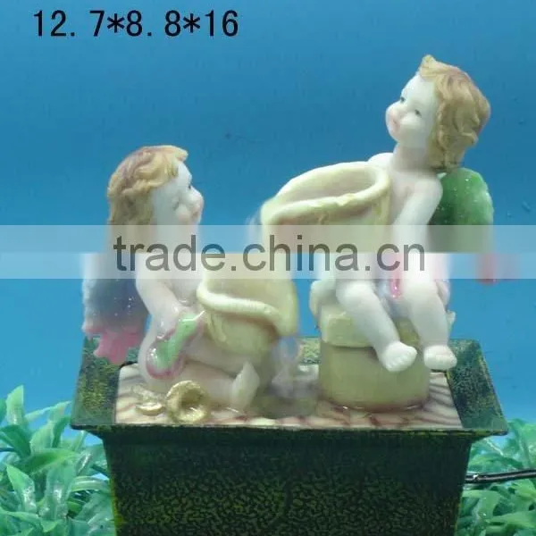 Polyresin Cherubs With Battery Operated Fountain