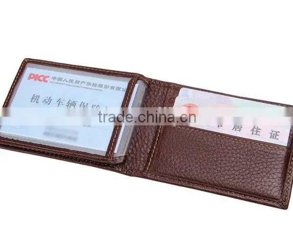 Men's Card Case Genuine Leather Brown Driver License Holder photo-5