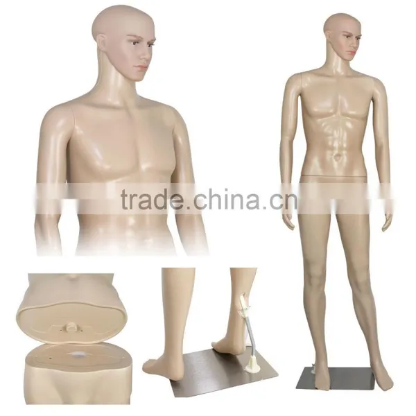 Plastic Male Full Body Realistic Mannequin Metal Base Head Turns Display photo-5