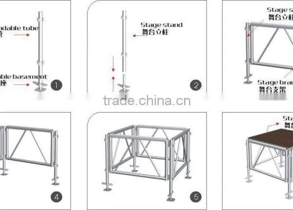 TUV Certifated Approved 4ft X4ft Aluminum Frame Adjustable Heigh Plywood Stage Platform photo-4