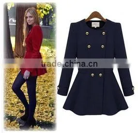 Fashion Womens Slim Thicken Lapel Purple Jackets Winter Warm Long Wool Overcoats photo-4