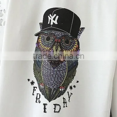Korean Casual All-Purpose Style Fashionable Crew Neck Owl-Pattern Female Fitness Wear photo-4