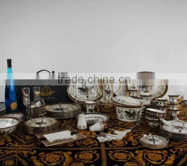 Home Wholesale Dark Red Tableware Dinnerware Set for German Porcelain Dinnerware photo-4