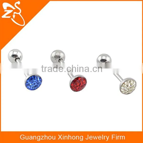 Wholesale Fashion 316L Stainless Steel Crystal Bar Piercing Tongue Ring photo-6