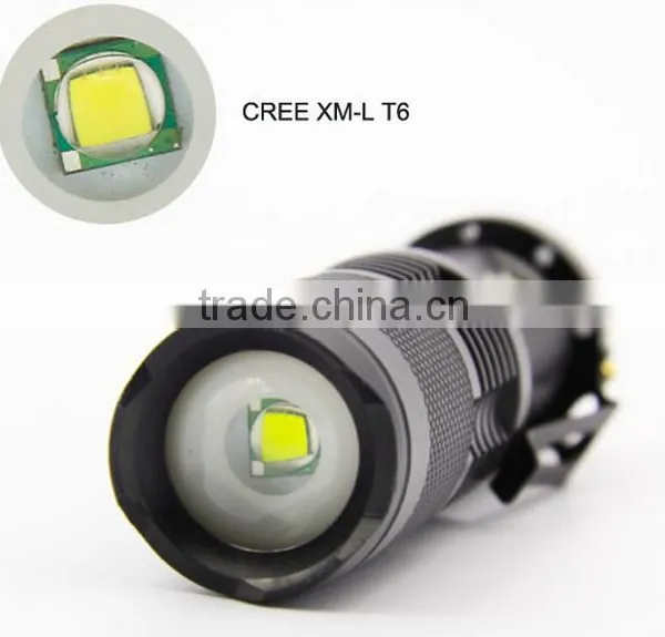 X1B 18650 Battery XML T6 10w Zoom Led Rechargeable Tactical Flashlight/Black Cheap Mini Flashlight photo-2