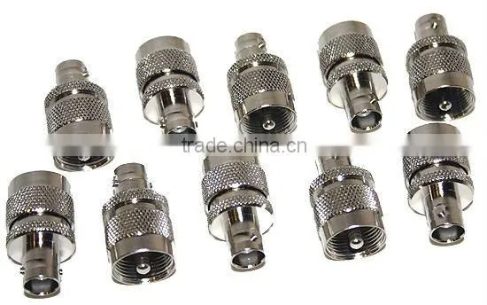10 Lot BNC Female to UHF PL-259 Male Nickel-Plated