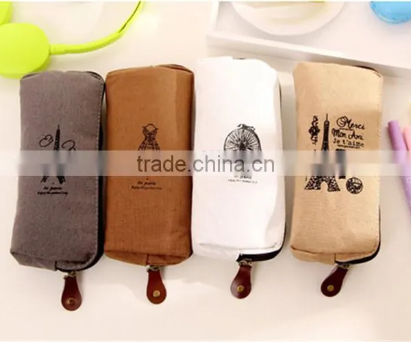 Fashion Retro Canvas Pencil Pen Case Cosmetic Makeup Coin Pouch photo-2