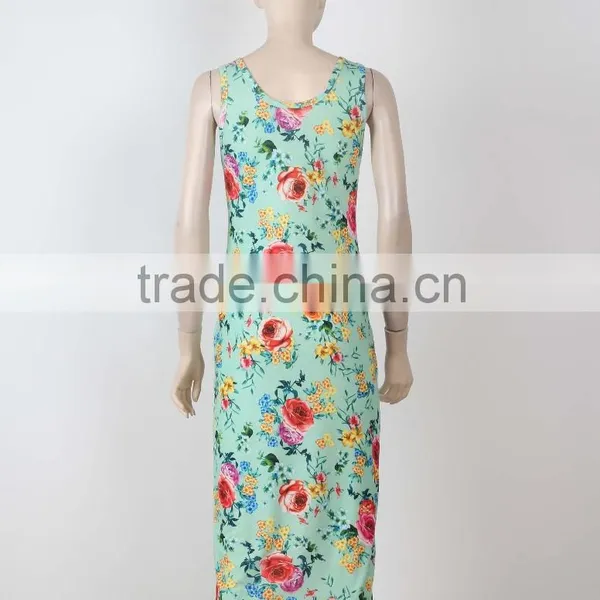 Fashion Design Evening Long Maxi Dress Women Sleeveless Floral Printed Dress Long photo-3
