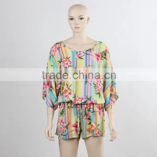 OEM Custom Sexy Jumpsuit Summer Wear 2016 Girl Woman Beach Wear Cheap Price in Guangzhou