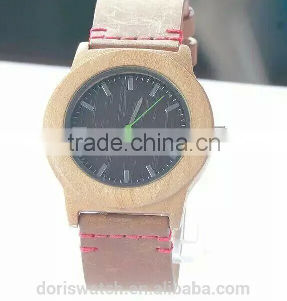 Trade Assurance Bamboo Wooden Watches 2015 New Products Men's With Genuine Leather Band Luxury Wood Watches for Men Best Gift