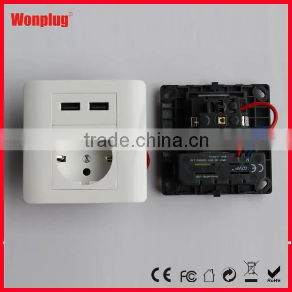 2100mAh Home Wall Charger Socket Plate Connector EU Plug Dual USB Ports Power Outlet Adapter Panel photo-3