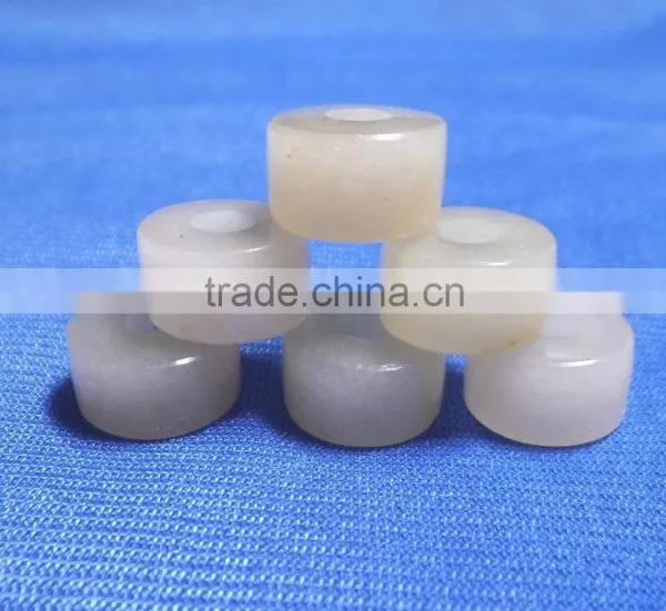 Natural White Chalcedony Smooth Handmade Big Hole Tyre Beads