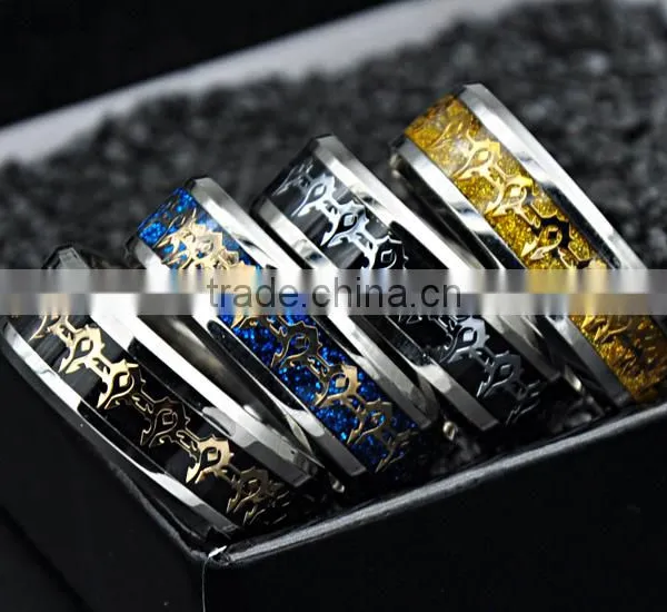 2016 Silver Wedding Band Jewelry Unique Pattern Stainless Steel Polished Rings for Mens photo-6