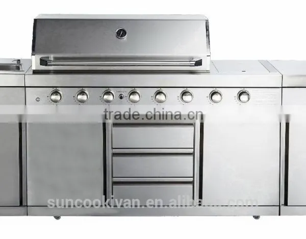 Stainless Steel Outdoor Bbq Grill Combo , With Sink, Cooler