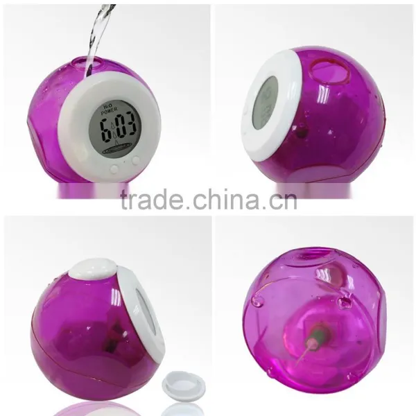 Multi Color Mini LCD Table Desk Water Power Clock photo-4