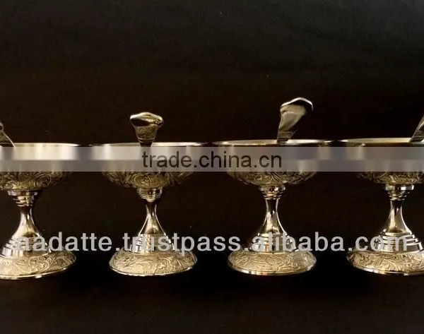 New Design Silver Plated Brass Metal Ice Cream 4 Bowl Gift Set photo-2