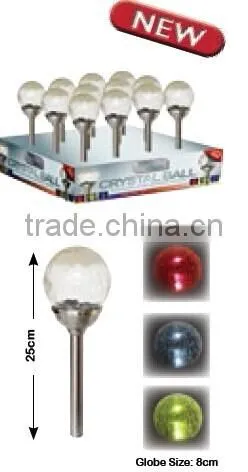 Stainless Steel Colour Changing Solar Crackle Globle Glass Ball Lawn Light Yard Path Light Solar Lamp Solar LED Light photo-2