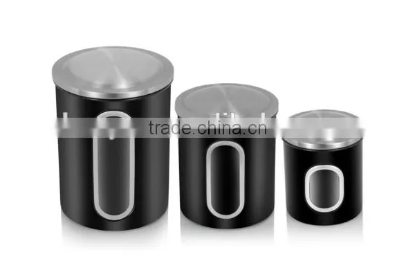 Metal Nested Kitchen Canister Storage Set With Window Show photo-4