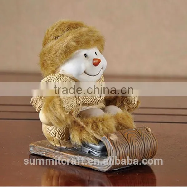 Set of 3 Christmas Table Decoration Resin Christmas Snowman Figurine photo-5