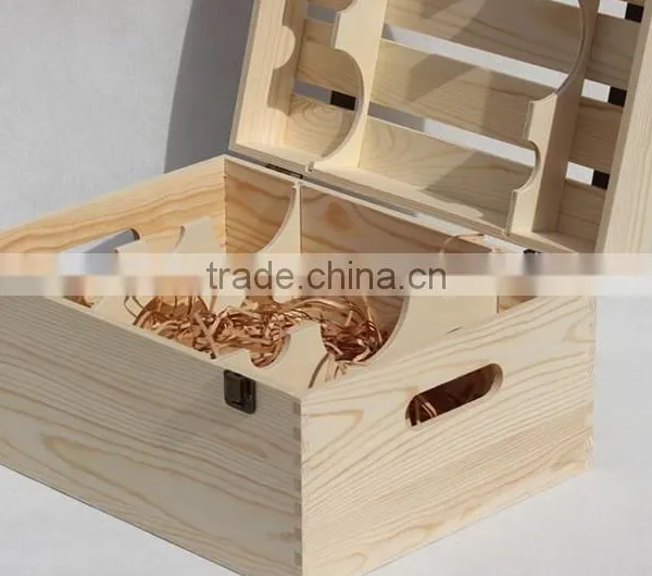Two Layers of Six Bottles Wooden Boxes photo-3