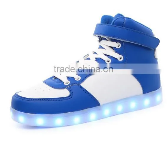 High Top PU Upper Colorful Lights Sneakers Led Shoe Stock photo-5