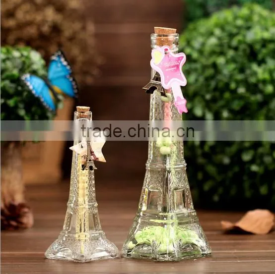 Mix Size Eiffel Tower Shape Glass Wishing Bottles Hot Sales Wooden Cork Wishing Bottles With Small Eiffel Tower Pendant photo-5
