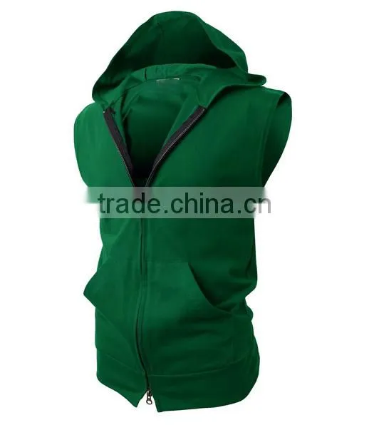 OEM New Design Cotton Plain Wholesale Sleeveless Hoodie Mens Dress Vest With Zip photo-5