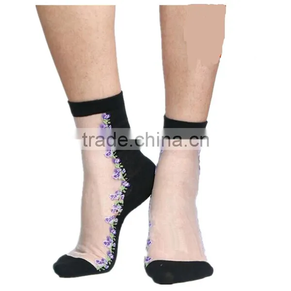 Hot Sales Colorful Ultrathin Transparent Beautiful Crystal Elastic Calcetines Short Women Socks Summer Sock Womens photo-4