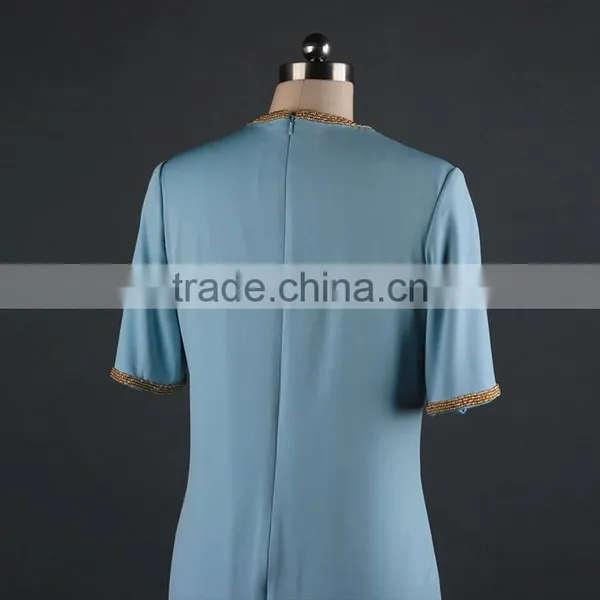 V Neck Blue Evening Short Dress Elegant photo-3