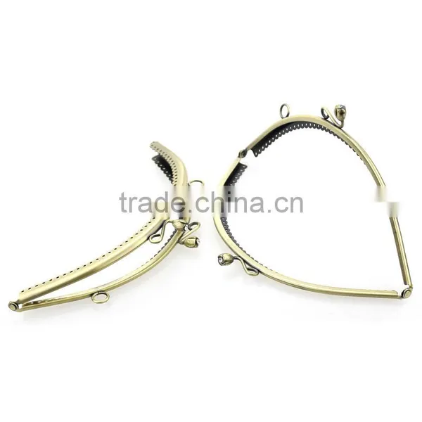 Antique Bronze Rose Flower Pattern Rhinestone Metal Frame Kiss Clasp Arch For Purse Bag photo-3