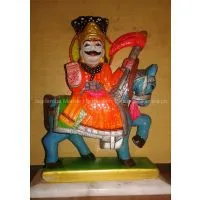 Hindu Folk Deity God Baba RamDev Pir Vishnu Krishna Marble Statue Figurine Sculp