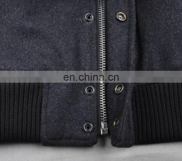 2015 Last Fashion Quilted Movable Hood Baseball Jacket Leather Sleeves photo-6