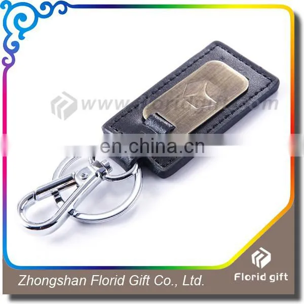Wholesale Logo Printed Leather Fob Keychain With Ring and Hook photo-2