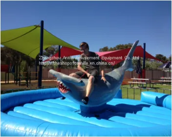 Kids and Adults Outdoor Mechanical Rodeo Shark Rides Games With Inflatable Mattress for Sale photo-4