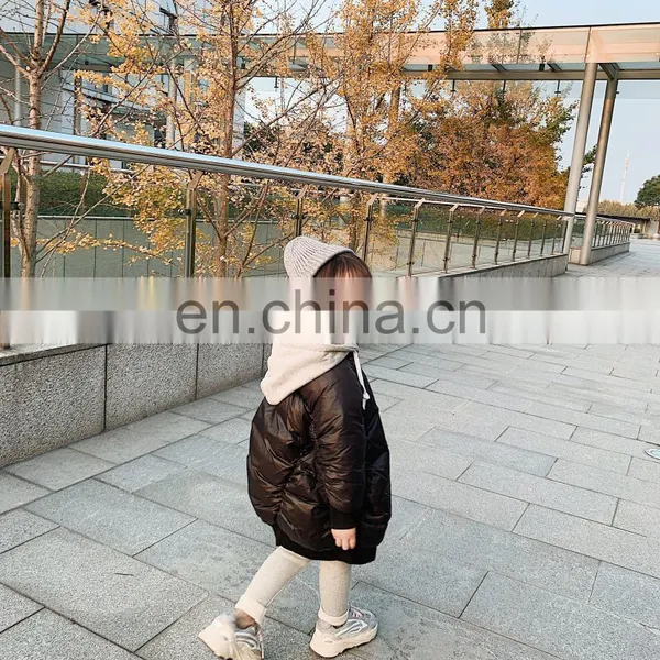 3423/ Best Selling Patchwork Windproof Jacket Long Coat for Kids Hooded High Quality Black Girl Jacket photo-5
