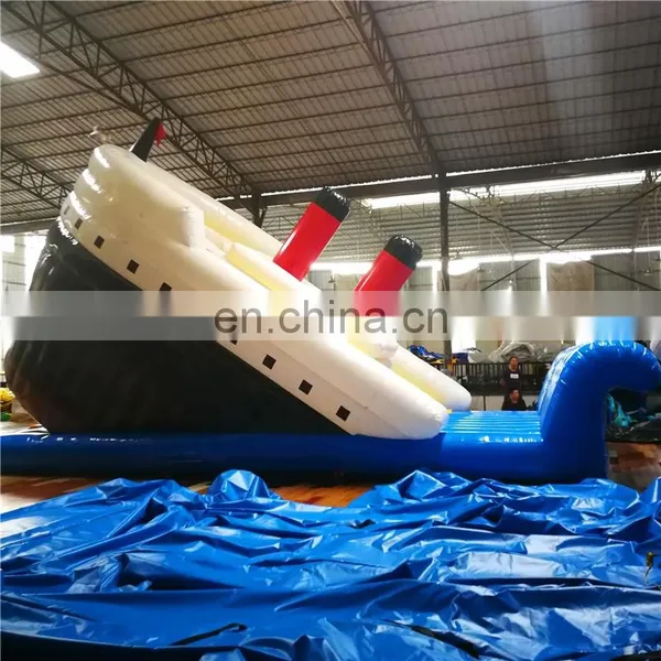 Outdoor Portable Blue Ship Inflatable Titanic Water Pool Slide for Sale photo-2