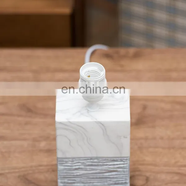 Factory Direct Sale Bulk Cheap Price Cuboid Pillar Ceramic White Modern Marble Table Lamp for Hotel Bedside photo-2